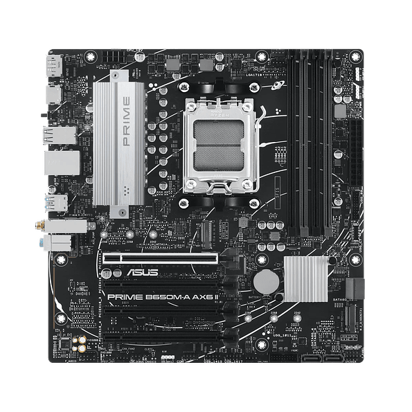 Placa Madre ASUS PRIME B650M-A AX6 II — AM5, DDR5 hasta 192 GB, M.2 PCIe 5.0, Wi-Fi 6, Micro ATX 2