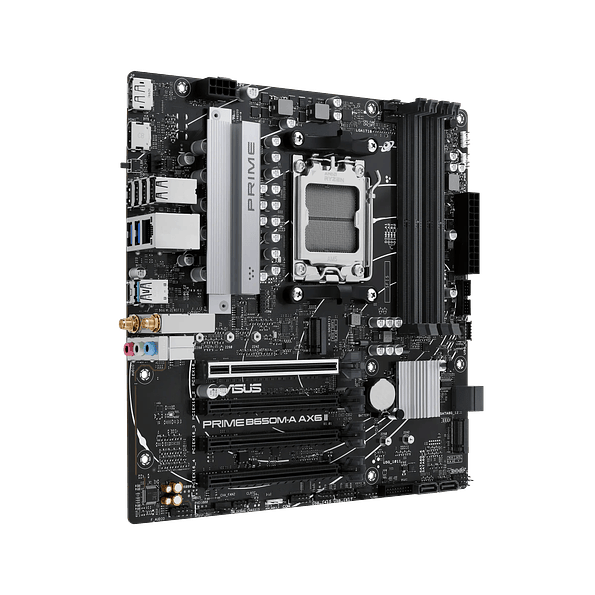 Placa Madre ASUS PRIME B650M-A AX6 II — AM5, DDR5 hasta 192 GB, M.2 PCIe 5.0, Wi-Fi 6, Micro ATX 3