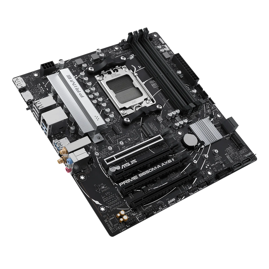 Placa Madre ASUS PRIME B650M-A AX6 II — AM5, DDR5 hasta 192 GB, M.2 PCIe 5.0, Wi-Fi 6, Micro ATX 4