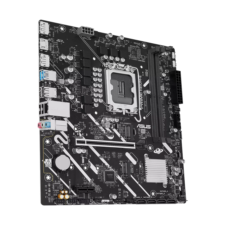 Placa Madre ASUS PRIME H810M-E — Socket LGA1851, DDR5 128GB, 2x M.2 PCIe 4.0, Micro ATX 3