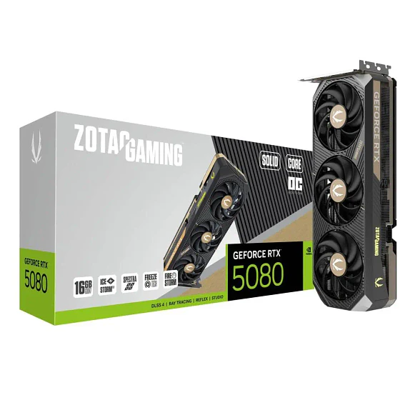 Tarjeta de Video Zotac GAMING GeForce RTX 5080 SOLID CORE OC 16GB GDDR7 1