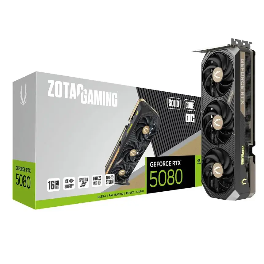 Tarjeta de Video Zotac GAMING GeForce RTX 5080 SOLID CORE OC 16GB GDDR7 1