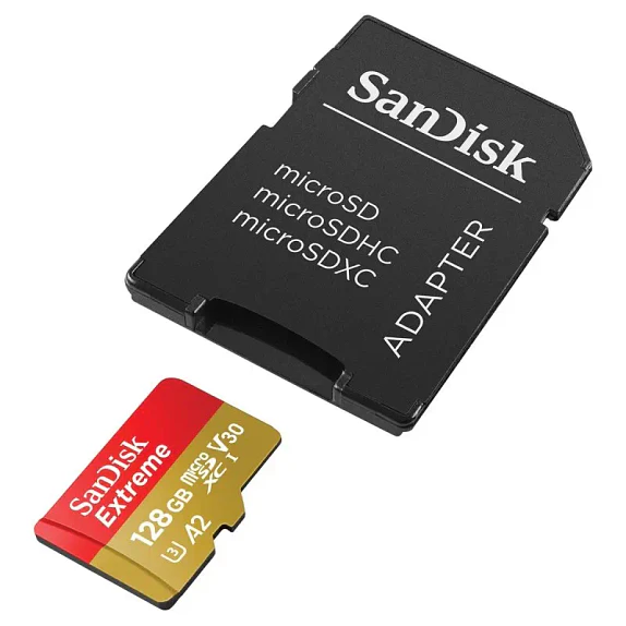 Tarjeta microSD SanDisk Extreme 128GB A2 UHS-I U3 V30 con Adaptador SD 3