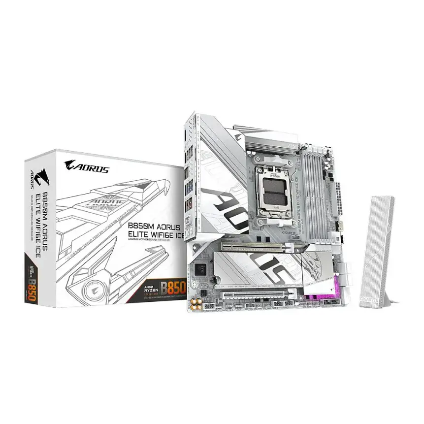 Placa Madre GIGABYTE B850M AORUS ELITE WIFI6E ICE AM5 DDR5 WiFi 6E Micro ATX 1