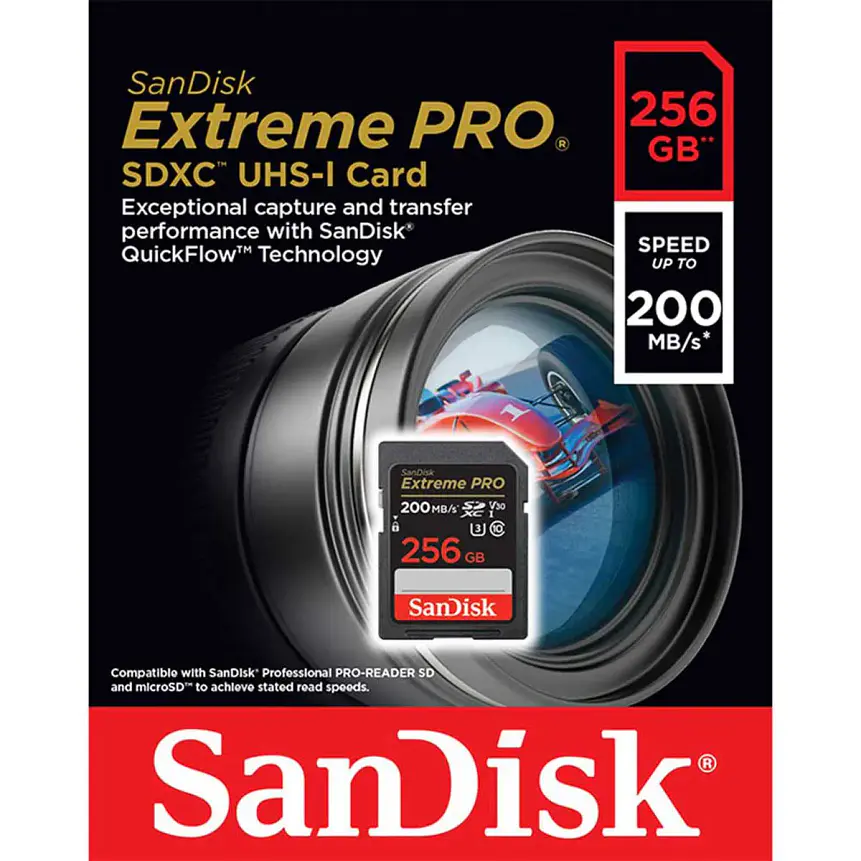 Tarjeta SD SanDisk Extreme Pro 256GB UHS-I U3 V30 200MB/s 3