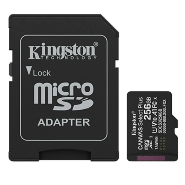 Tarjeta MicroSD Kingston Canvas Select Plus 256GB U1 V10 150MB/s con Adaptador SD 1