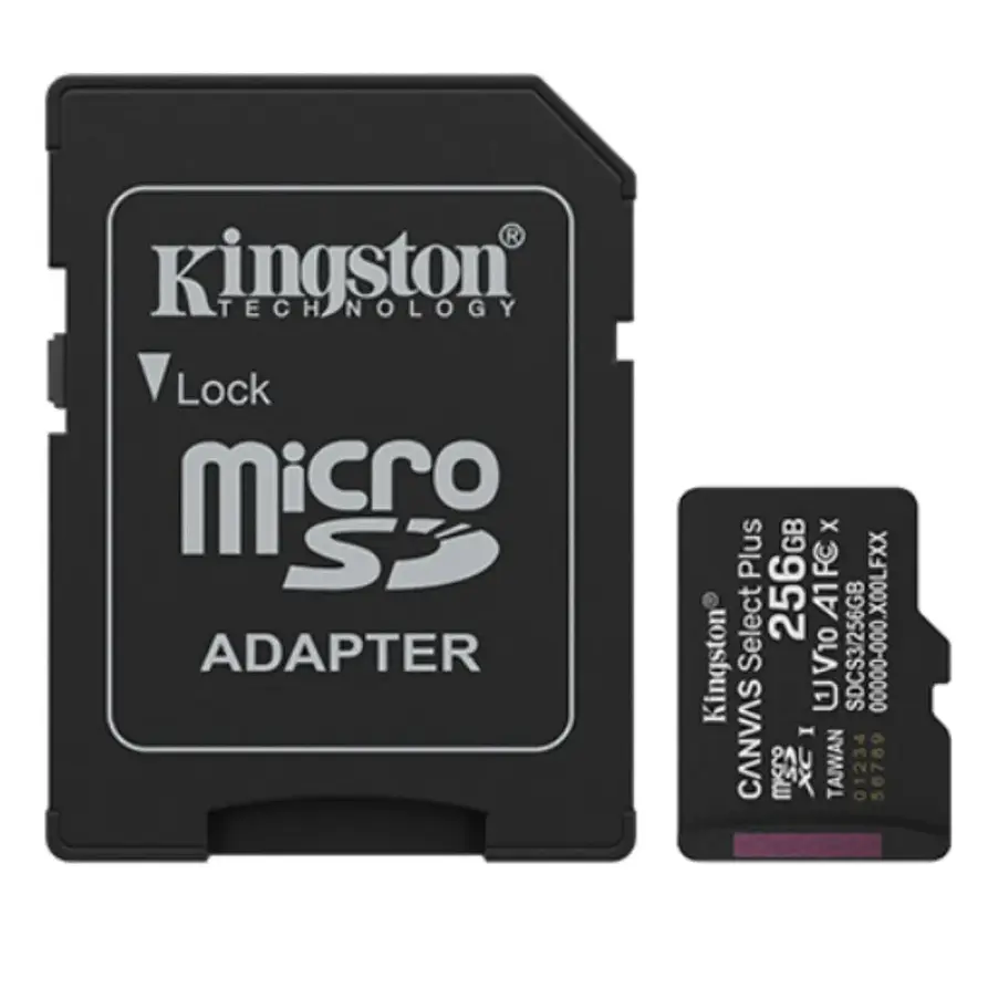 Tarjeta MicroSD Kingston Canvas Select Plus 256GB U1 V10 150MB/s con Adaptador SD 1