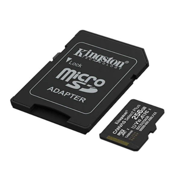 Tarjeta MicroSD Kingston Canvas Select Plus 256GB U1 V10 150MB/s con Adaptador SD 2