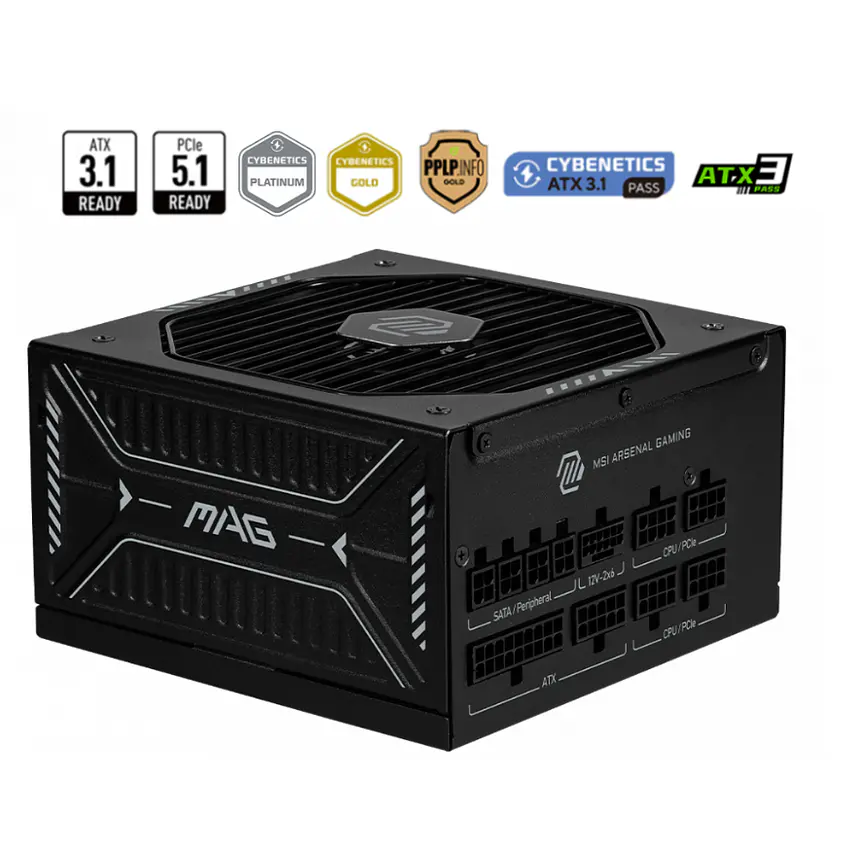 Fuente de Poder MSI MAG A850GLS PCIE5 850W 80 Plus Gold Modular ATX 2