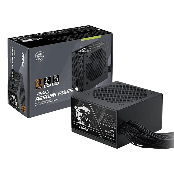 Fuente de Poder MSI MAG A650BN PCIE5 III 650W 80 Plus Bronze ATX 1
