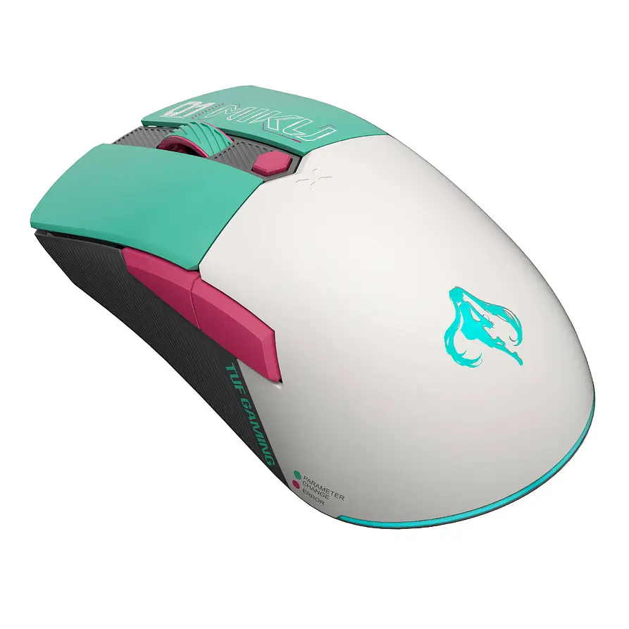 Mouse Gamer ASUS TUF Gaming Mini Hatsune Miku Edition 12.000 DPI Turquesa/Rosa 2
