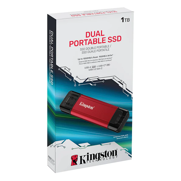 SSD Externo Kingston Dual Portable 1TB USB-C / USB-A 4