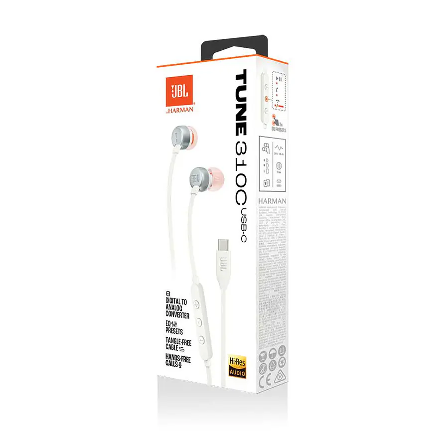 Audífonos JBL Tune 310C USB-C Blanco con Pure Bass y Micrófono 3