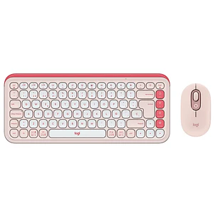 Kit Teclado y Mouse Logitech POP Icon Combo Inalámbrico Bluetooth Rosado