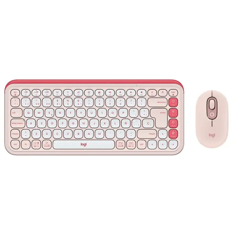 Kit Teclado y Mouse Logitech POP Icon Combo Inalámbrico Bluetooth Rosado 1