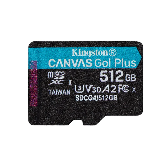 Memoria MicroSD Kingston Canvas Go! Plus 512GB UHS-I U3 V30 A2 con Adaptador SD 2