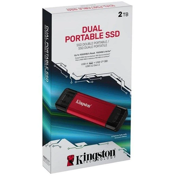 SSD Externo Kingston Dual 2TB USB-C y USB-A 1050 MB/s 5
