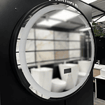 ESPEJO REDONDO MARCO NEGRO LUZ LED Y BLUETOOTH