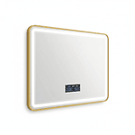 ESPEJO RECTANGULAR CON MARCO DORADO LUZ LED Y BLUETOOTH