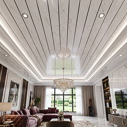 Cielo PVC Ranurado Mármol Blanco Brillante (250mm x 5950mm x 7mm)