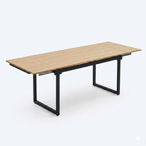 Mesa de Comedor con Doble Extensión (180 - 260 cm) en Melamina y Metal | Modelo 80426A