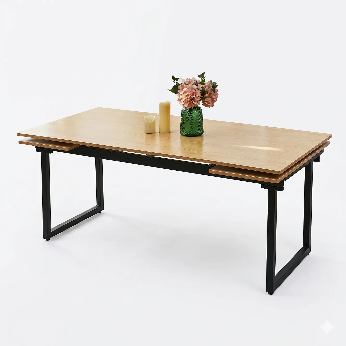Mesa de Comedor con Doble Extensión (180 - 260 cm) en Melamina y Metal | Modelo 80426A 2