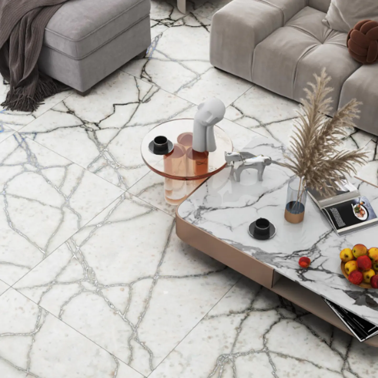 PORCELANATO RIVER STONE GRIS 60X60 CARVING 2