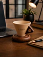 Aura Brew™ | Caneca Cone 250 ml com Base em Madeira - Thumbnail 1