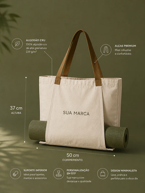 Aura Eco Tote™ | Bolsa Corporativa Premium em Algodão Cru