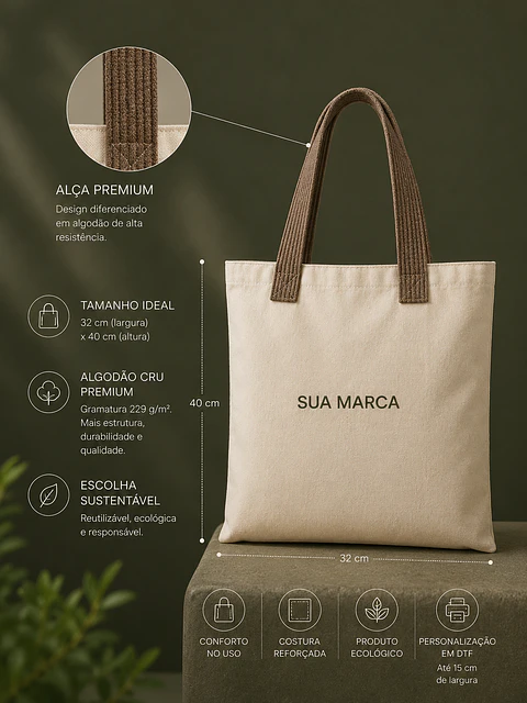Eco Bag One™ | Ecobag Premium Personalizada em Algodão Cru