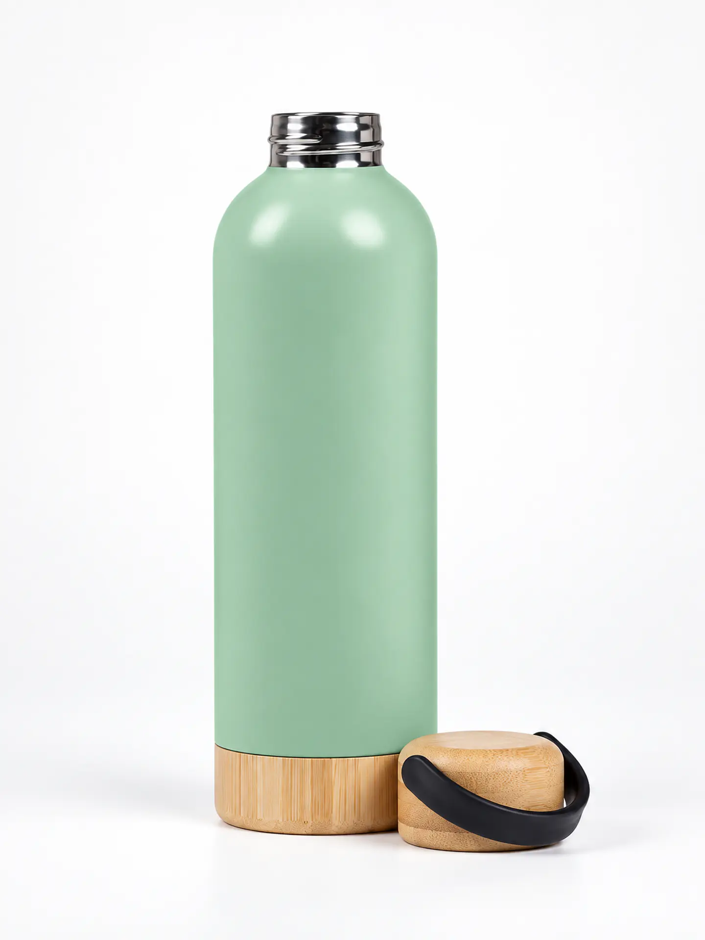 Garrafa Térmica 500 ml com Detalhes em Bambu 3