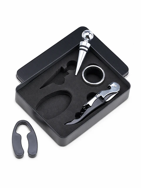 Kit Vinho 4 Peças com Estojo em Alumínio