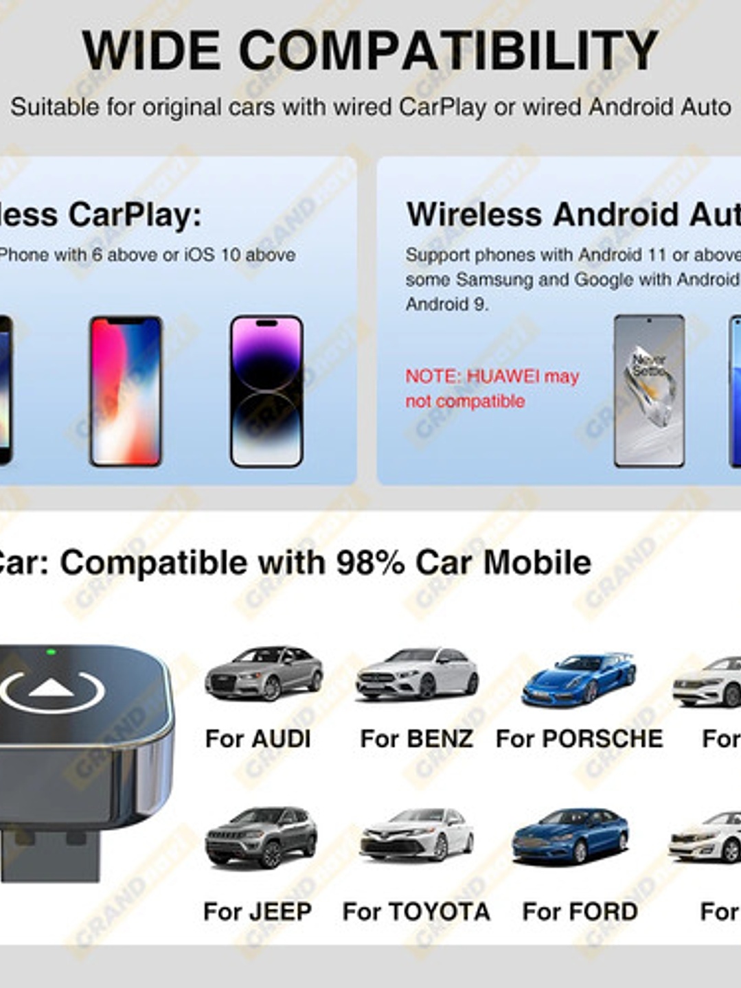 Adaptador Inalámbrico Car Play - Android Auto (sin Cable) 5