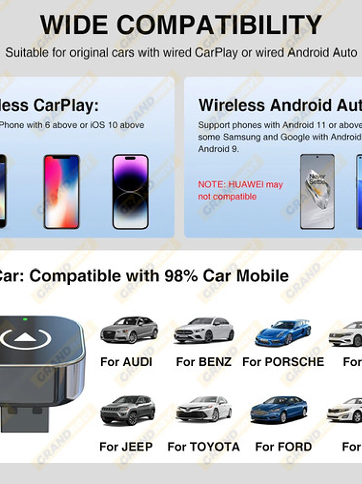 Adaptador Inalámbrico Car Play - Android Auto (sin Cable) 5