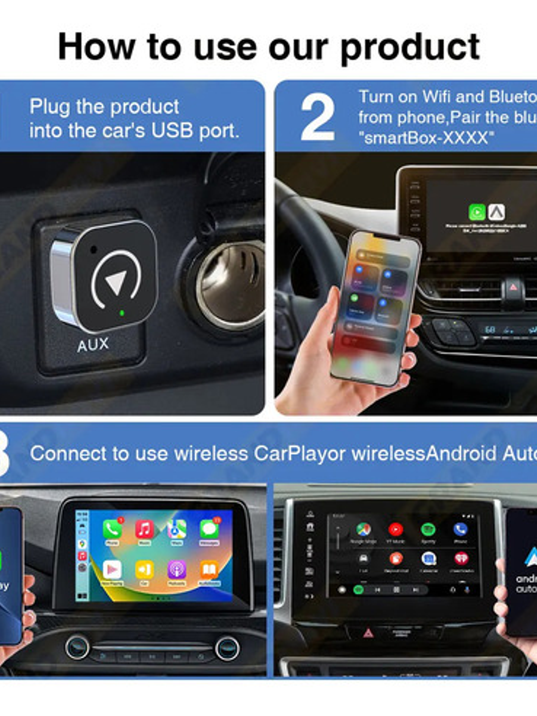 Adaptador Inalámbrico Car Play - Android Auto (sin Cable) 9
