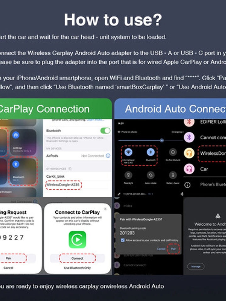 Adaptador Inalámbrico Car Play - Android Auto (sin Cable) 10