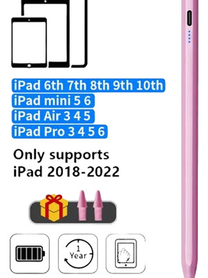 Lápiz Táctil Para Apple 2018 A 2022 Rosado Active Stylus Pen 1