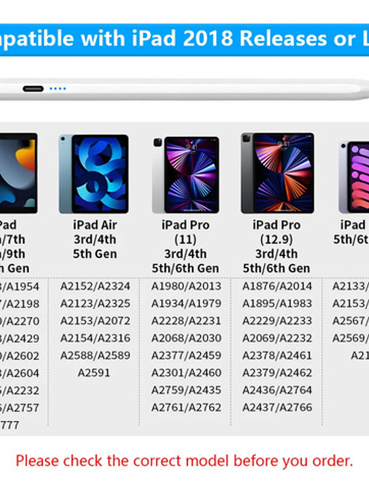 Lápiz Táctil Para Apple 2018 A 2022 Active Stylus Pen 2