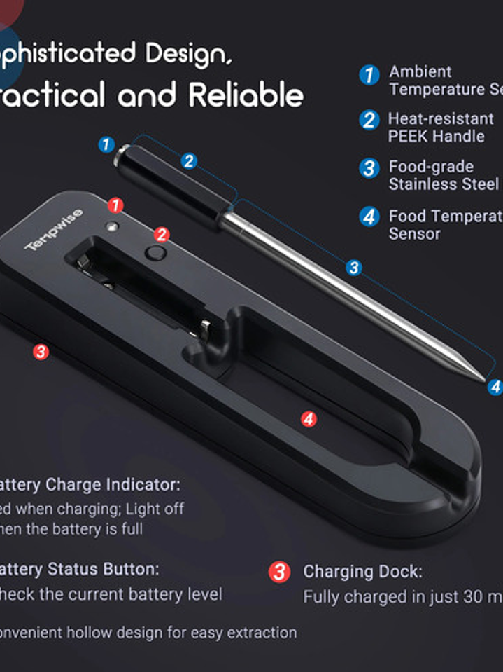 Termómetro Bluetooth Para Asados, Carne, Cocina 2