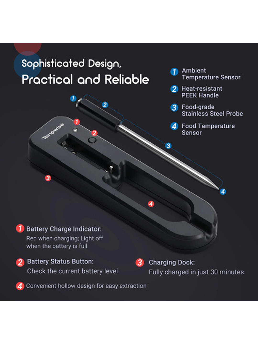 Termómetro Bluetooth Inalámbrico Asado Horno Cocina Carne 2