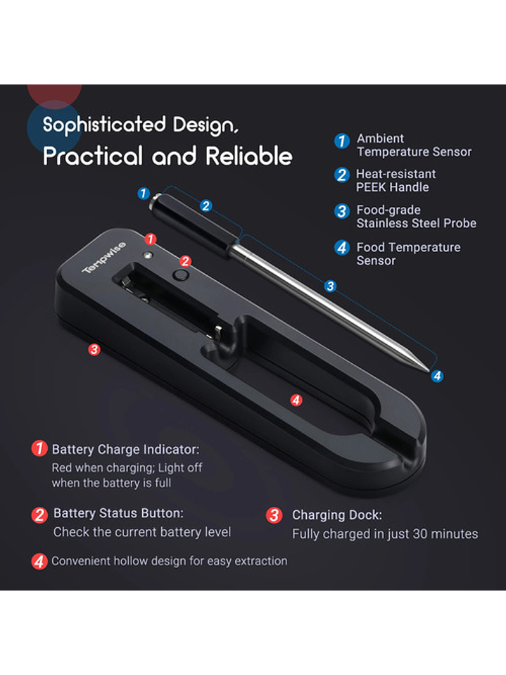 Termómetro Bluetooth Inalámbrico Asado Horno Cocina Carne 2