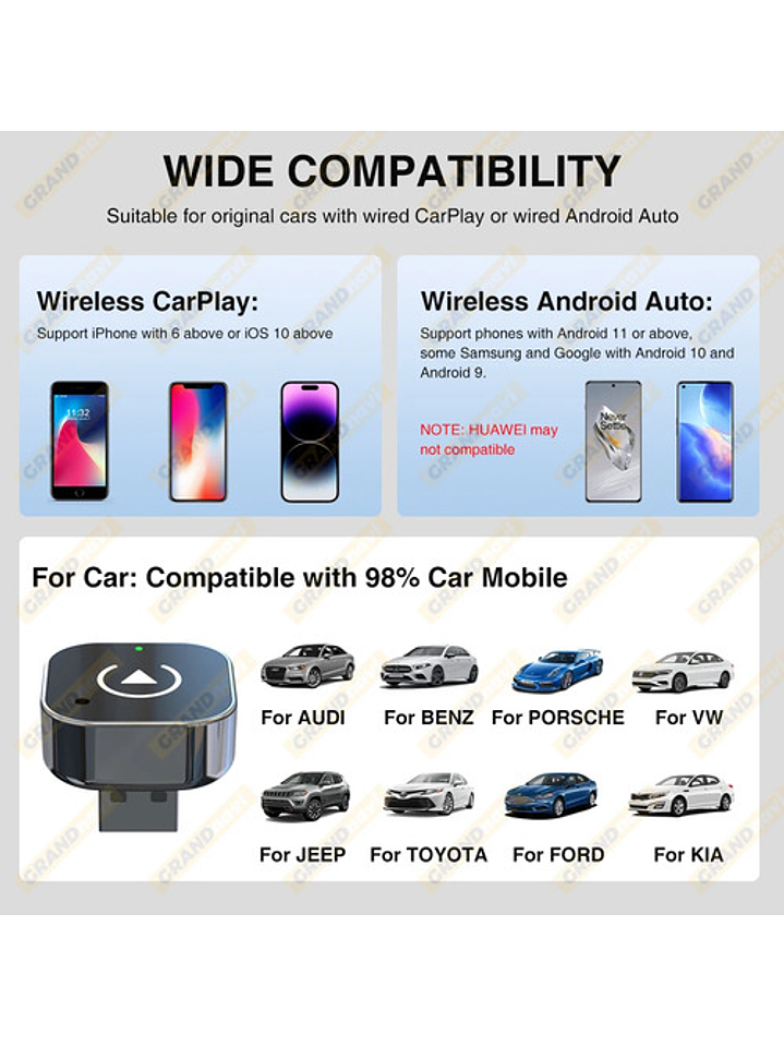 Adaptador Inalámbrico Car Play - Android Auto (sin Cable) 5