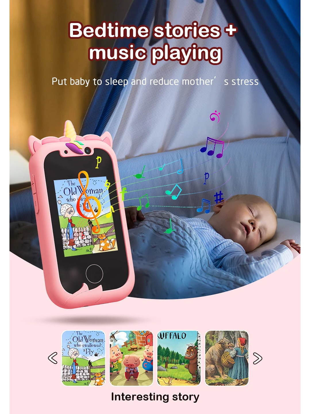 Teléfono Celular Juguete Para Niños Juegos Camara Tactil Rosado 5