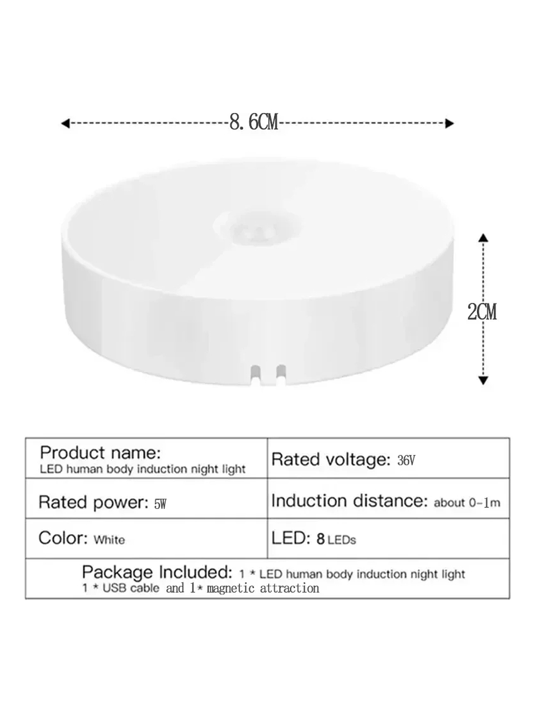 Luz Nocturna Led Recargable Sensor De Movimiento Magnético Blanco 3 Piezas Luz Blanca 4