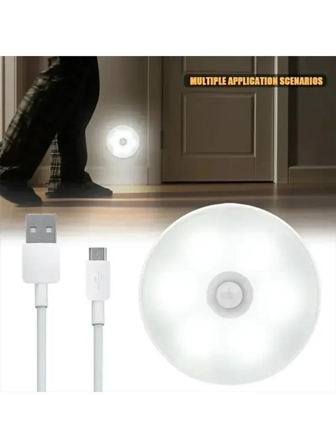 Luz Nocturna Led Recargable Sensor De Movimiento Magnético Blanco 3 Piezas Luz Blanca 2