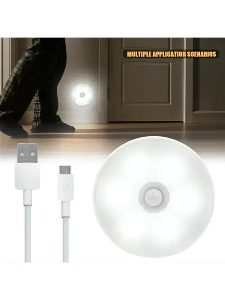 Luz Nocturna Led Recargable Sensor De Movimiento Magnético Blanco 3 Piezas Luz Blanca 2