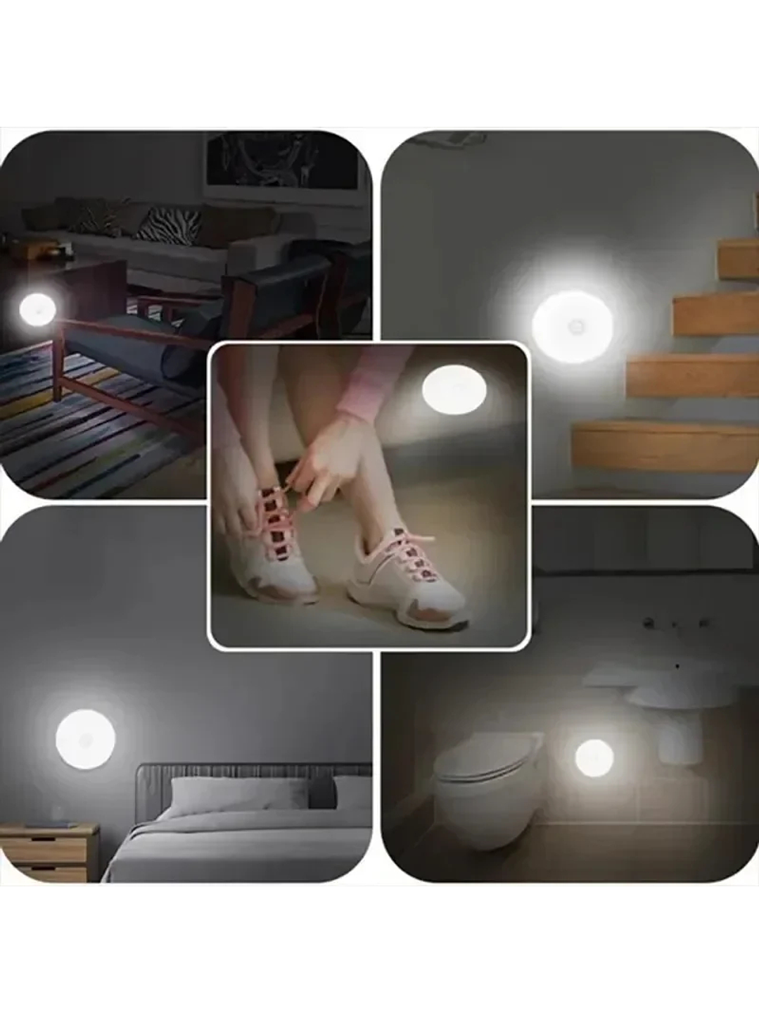 Luz Nocturna Led Recargable Sensor De Movimiento Magnético Blanco 3 Piezas Luz Blanca 6