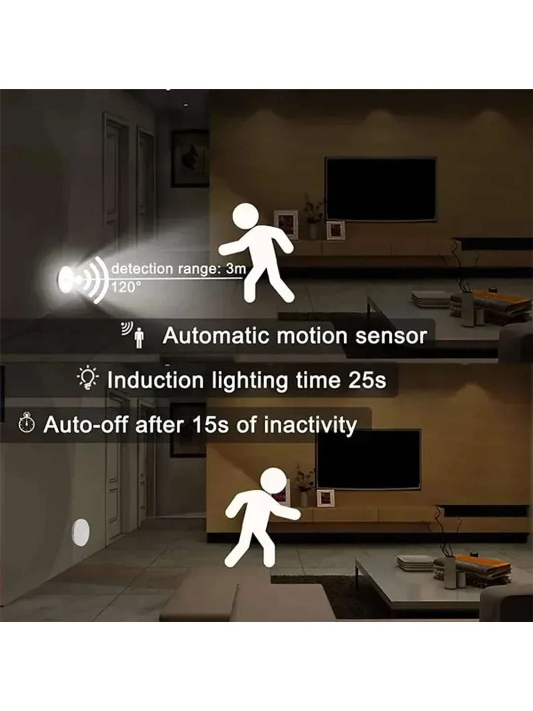 Luz Nocturna Led Recargable Sensor De Movimiento Magnético Blanco 3 Piezas Luz Blanca 3