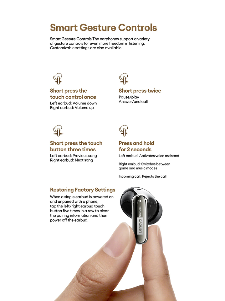 Lenovo Le208 Tws Bluetooth 6,0 Audífono Cancelación De Ruido 6