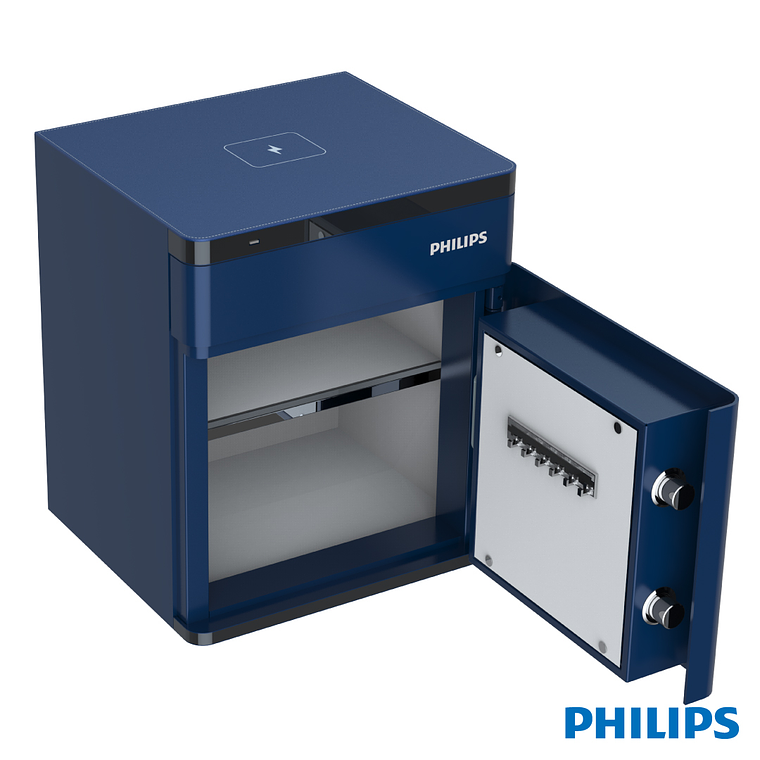 Caja Fuerte Philips Modelo SBX301 -Mesa de luz - Color Gris 1